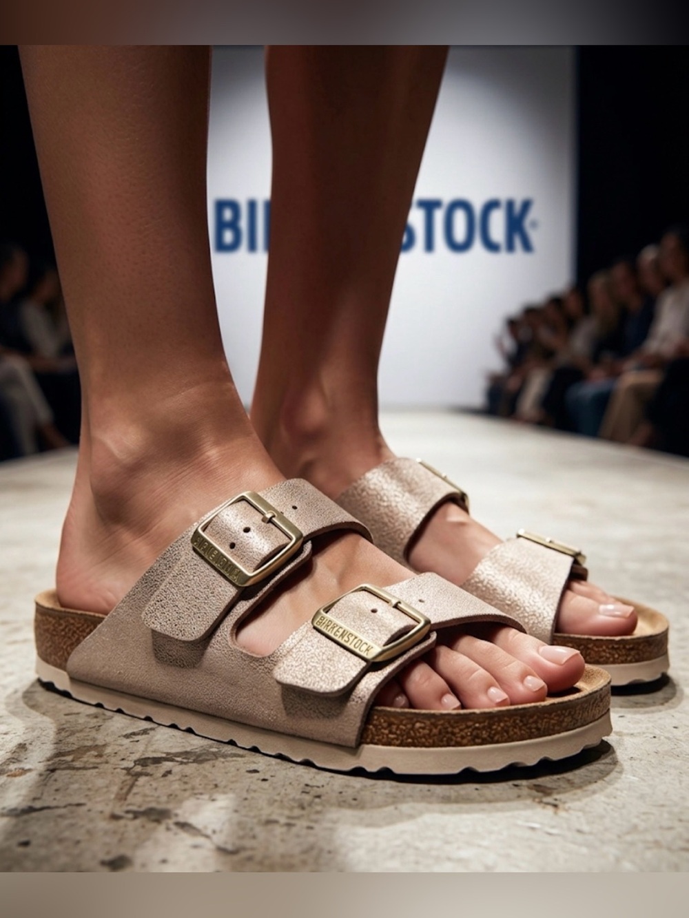 Authentic Birkenstock mauve leather & gold speckles signature designer sandals 7